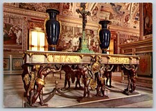 Vatican City Italy Postcard Library Wooden Desk Gold Accents Vases