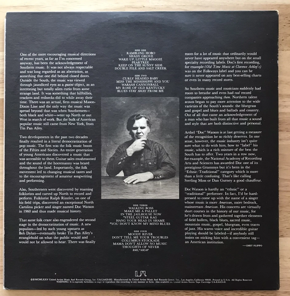 DOC WATSON - MEMORIES - 1975 United Artists - 2 LPs - Image 2 of 4
