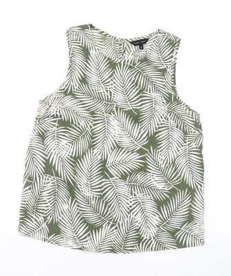 New Look Damen grünes geometrisches Polyester Basic Tank Größe 12 Rundhalsausschnitt   Blatt