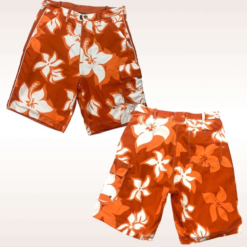Urban Pipeline Cargo Shorts Mens 32 Orange 10" Reversible Floral Tropical Y2K - Picture 12 of 12