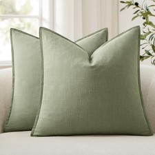 Pack of 2 Decorative Linen Pillow Covers Euro 24" x 24" Pack of 2 Sage Green