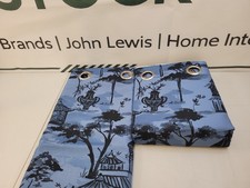 John Lewis W228 x Drop 182cm Pagoda Pair Lined Eyelet Curtains, Blue
