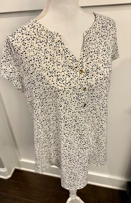 Croft & Barrow Women's Blouse Button Front Short Sleeve Size L White NWT