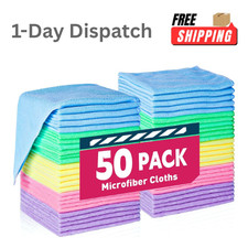 50 Pack Microfiber Cleaning Cloths 12x12 Towels Bulk Car Home Lint Free