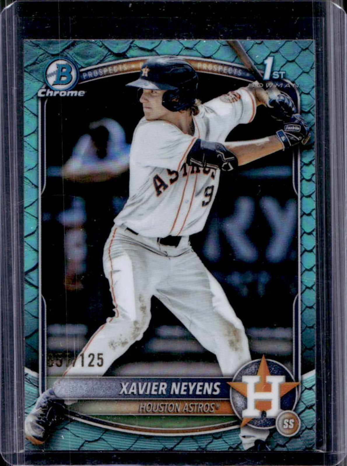 2025 Bowman Draft Xavier Neyens Chrome Aqua Reptilian Refractor 1st #/125 Astros