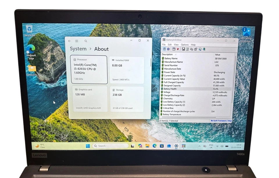 Lenovo ThinkPad T490s · i5-8265U · 8GB · 240GB, photo 2 of 5