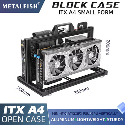 A45 ITX Case + panel +gpu protector セット A45 Open Frame ITX Case – 10mm Aluminum Minimal SFF Chassis