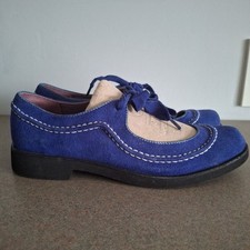 Anna Sui 6.5 Hush Puppies Blue Suede Tap Shoe Mary Jane Vtg Comfort Rockabilly