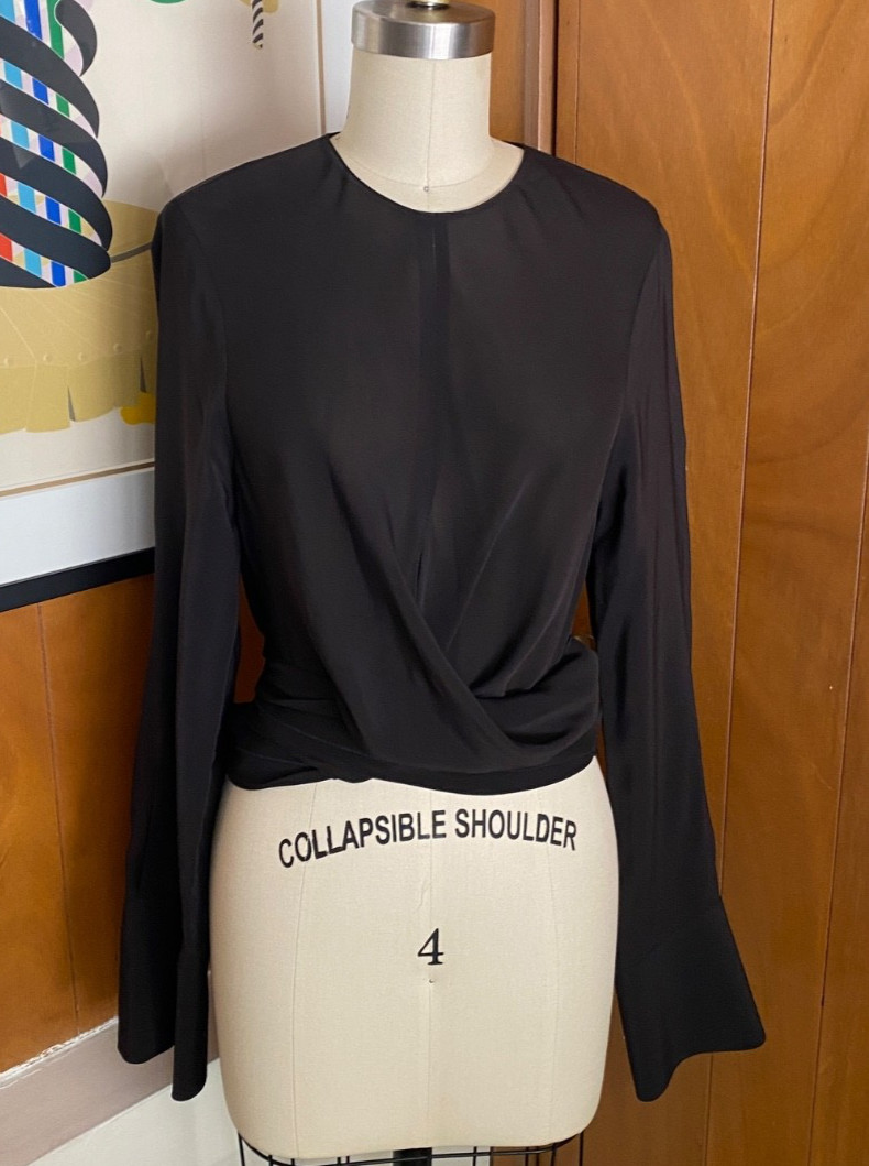 Scanlan & Theodore front split hem wrap Blouse To… - image 3