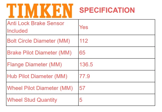 TIMKEN Rear Wheel Bearing Hub Assembly for Audi TT Q3 Volkswagen Beetle 2012-19 - Image 3 of 4