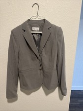 Calvin Klein Women's Notched Collar 2 Button Blazer Size 4 Gray EC