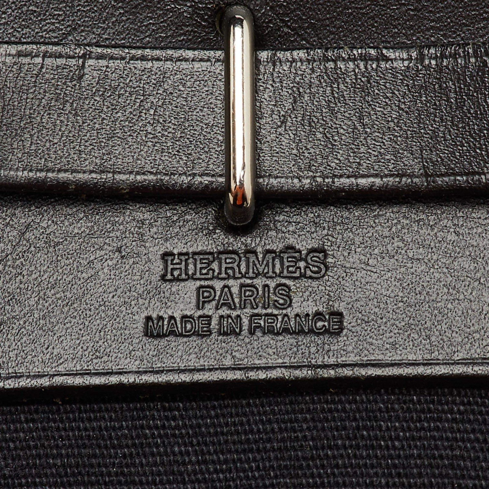 Hermes BlackBeige Toile and Vache Hunter Leather 2in1 Herbag TPM Bag thumbnail 10