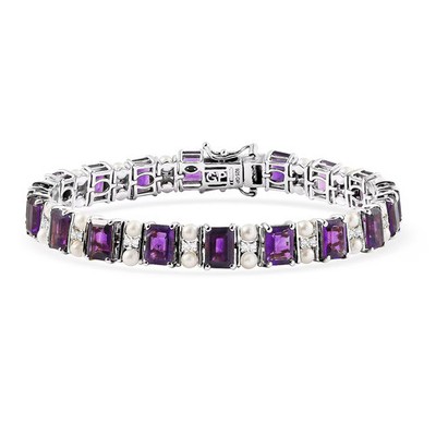 Amethyst and Multi Gemstone 18.00 ctw Bracelet in Rhodium Plated Sterling