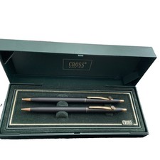 Vintage Cross Classic Black 2501 Pen  Pencil Set with Original Box GE Adv