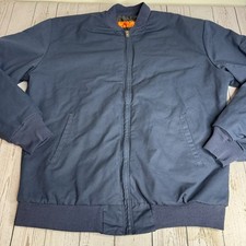 Vintage Red Kap Jacket Mechanic Quilted Pockets Workwear Utility Mens L Navy