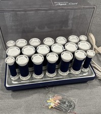 Remington Aqua Curl Hot Rollers Flocked Felt Curlers Blue Wax Core Works EUC