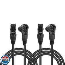 2-Pack Right Angle XLR Microphone Extension Cable Adapter 1.5 Feet, 90 Degree