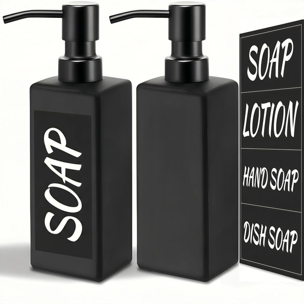 Seifenspender 350Ml Edelstahlpumpe Glasflasche Schwarz FüR Badezimmer KüChe 2-image