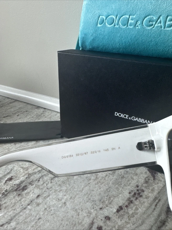 Gafas de sol Dolce & Gabbana DG 6184 331287 blancas grises oscuras con estampado de lentes AUTÉNTICAS Foto 3 de 4