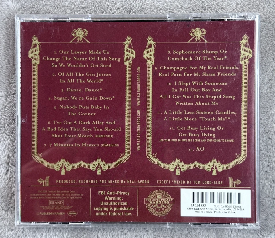 Fall Out Boy CD From Under The Cork Tree Album Pop Punk Emo 2005 Island Records - Image 2 of 3