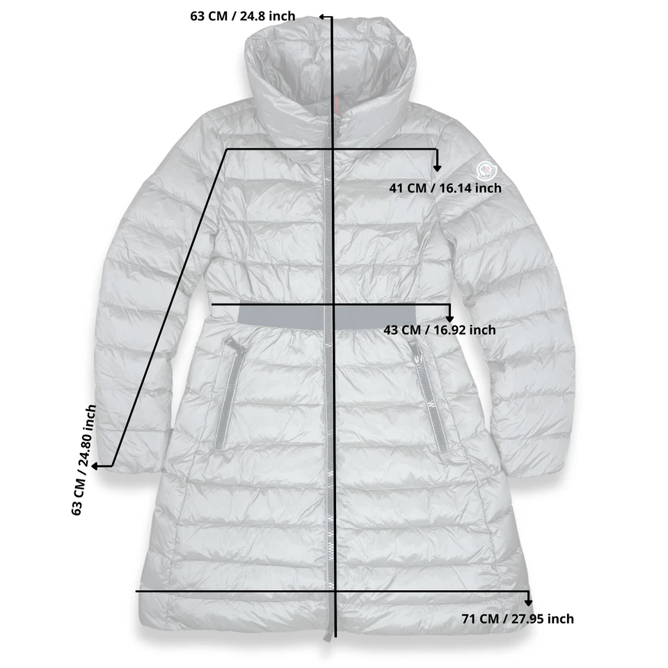 Moncler Down Puffer Talhouet Coat Women’s Size 2 Grey Belted Long Jacket - Image 2 of 4