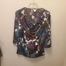 Women's Christopher & Banks Blouse, Size XL, Multi, Draped neckline,  Ex Cond!