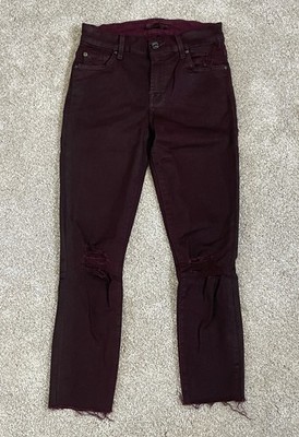 7 for All Mankind Burgundy Pants Slim Shimmer Jeans Woman's Size 24 Oil Slick