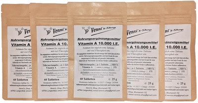 Vitamin A 10.000 I.E. - 300 Tabletten  - made in Germany - vennis-shop