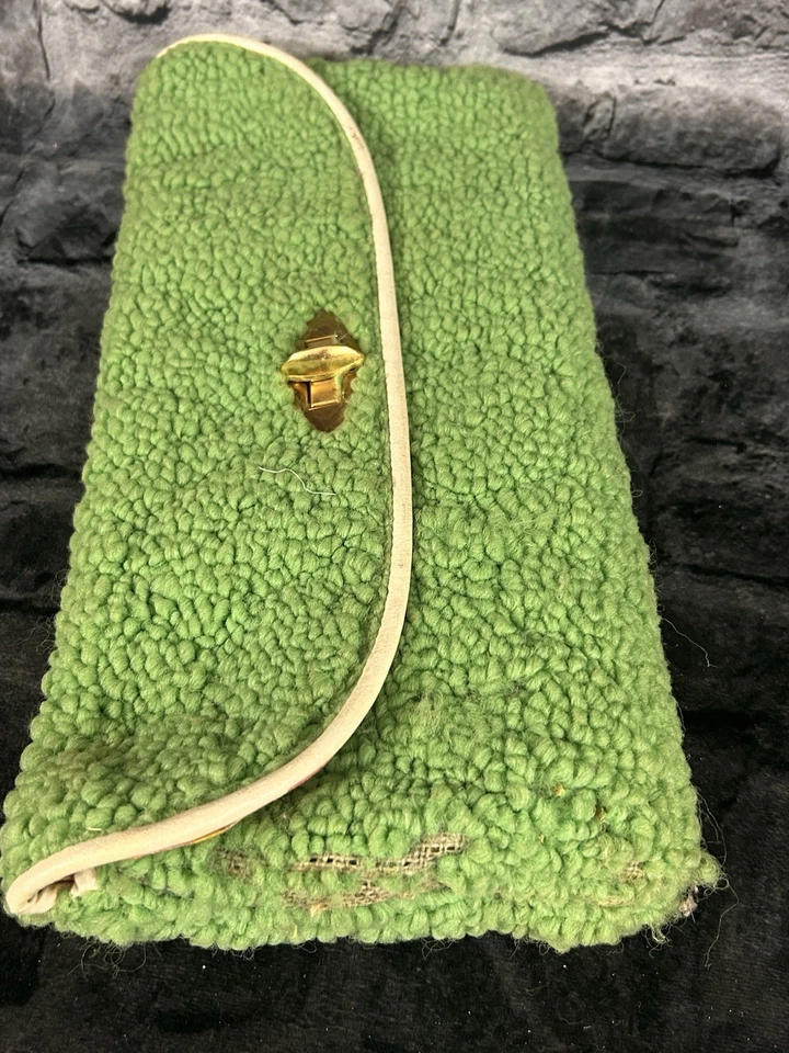 Bolso Alfombra JR Florida Magic Años 50 De Colección Con Etiqueta Cierre Latón Verde Lima Foto 4 de 4