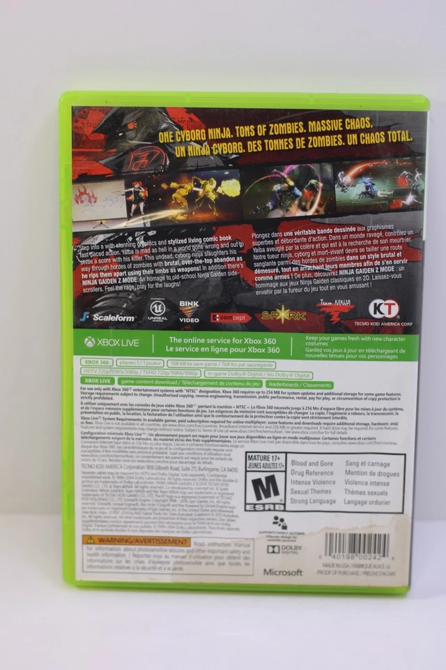 Yaiba Ninja Gaiden Z ( Xbox 360, 2014) CIB - Image 2 of 4