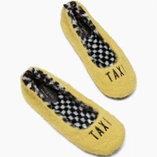 NWOB Kate Spade Yellow Faux fur Fuzzy yellow NY Taxi Slippers women’s Size 9
