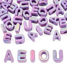 50Pcs Acrylic Letter Beads European Large Hole Bracelet Bead Vowel Alphabet Loos