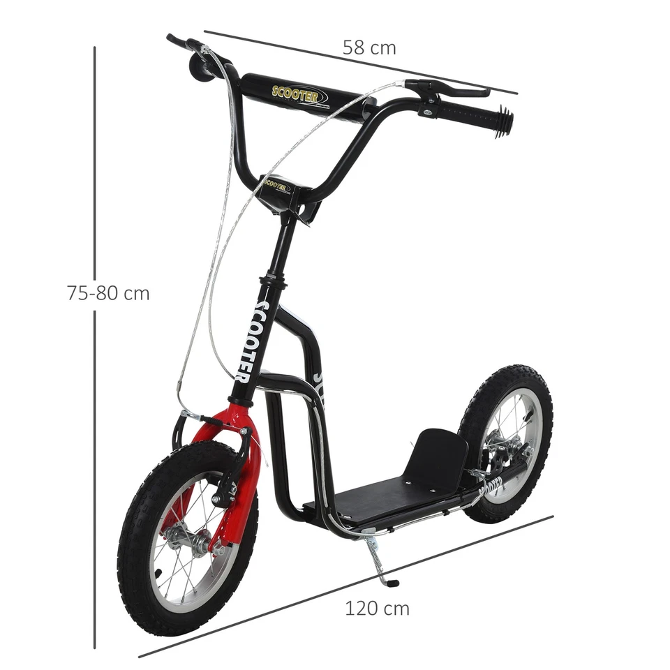 HOMCOM Kinderroller Scooter Lenker Verstellbar mit Luftreifen 12 Zoll Schwarz - Bild 4 von 4
