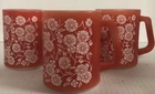 Lot Of 3 Coffee Mug Vintage  Red  Federal Glassware MILK GLASS MUG USA