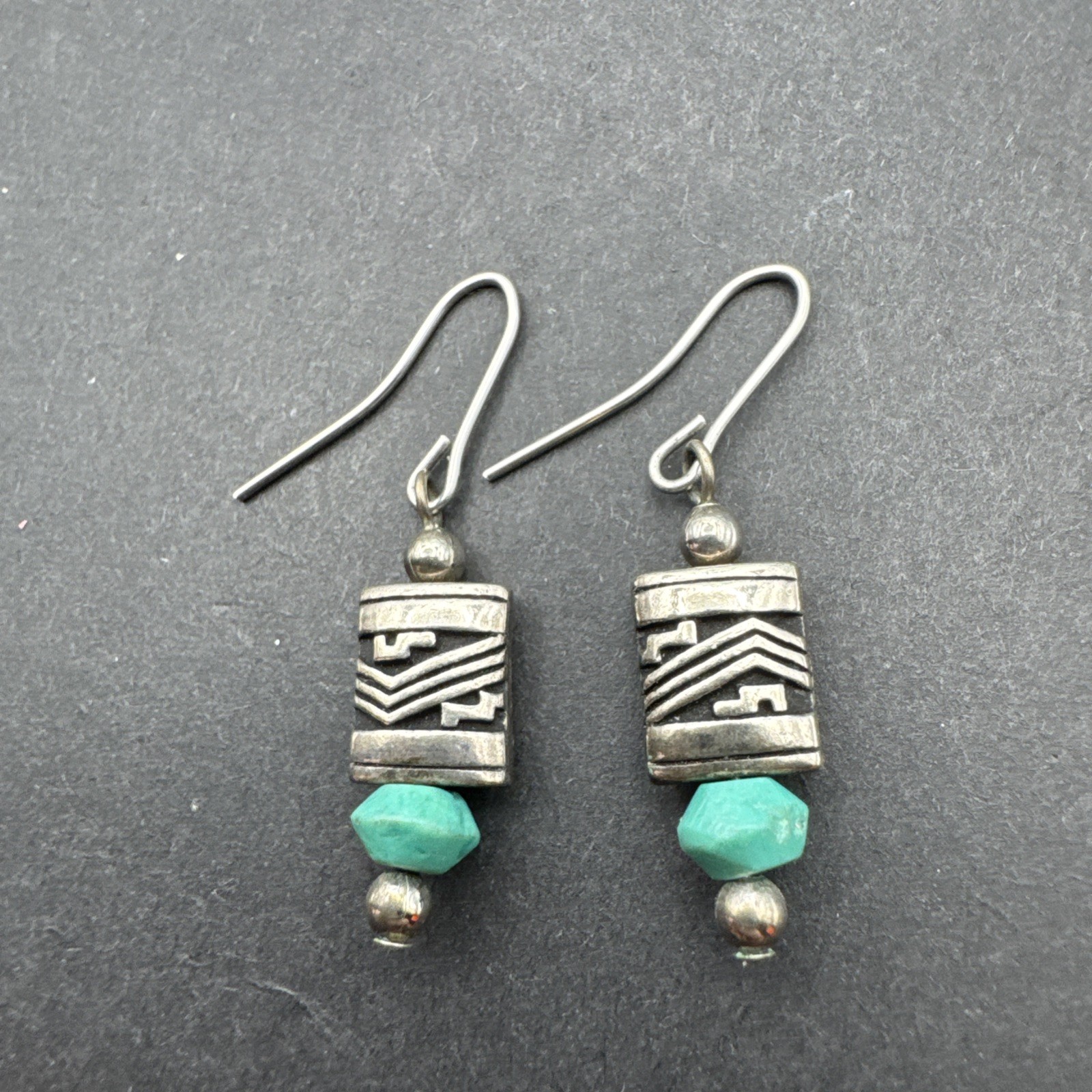 Native Inspired Dangle Drop 1.25” Earrings Silver… - image 2