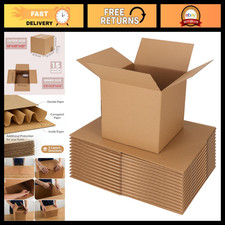 10x10x10 Corrugated Cardboard Shipping Boxes - Small Packing Mailers, 15 Pack