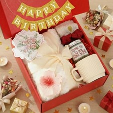 Birthday Gifts Baskets for Women with Custom Banner, Care Gifts Get Well Red