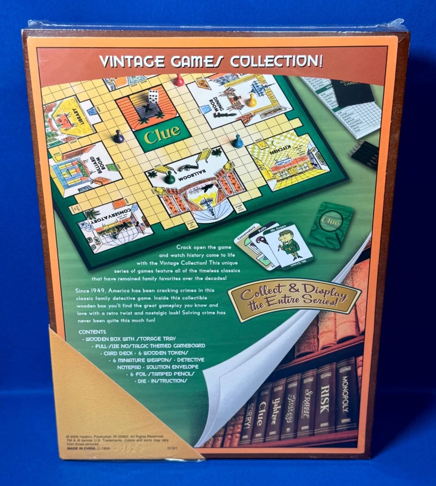 CLUE Game - Vintage Game Collection - WOOD BOOKSHELF Wooden Box 2009 SEALED NEW - Image 4 of 4