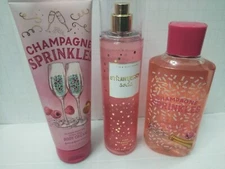 BATH & BODY WORKS CHAMPAGNE SPRINKLES FRAGRANCE MIST, BODY CREAM, SHOWER GEL