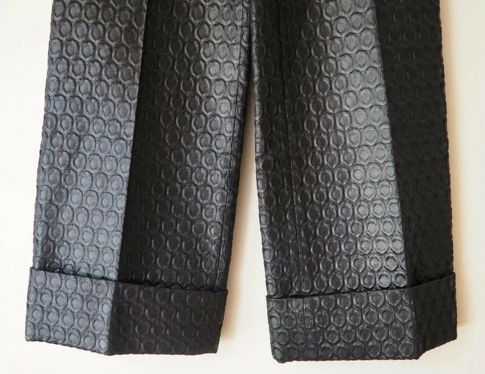 Pantalones PRADA Y2K 90 De Colección Pantalones Repujado Circulares Para Mujer 44 IT 10 EE. UU. Negros  Foto 3 de 4
