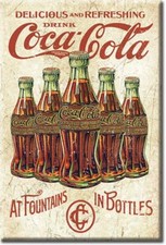 Drink Coca Cola Fountain Bottles Ice Box Refrigerator Magnet Made In The USA