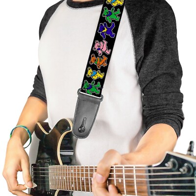 Grateful Dead Guitar Strap, Dancing Bears Black Multi Color, 2