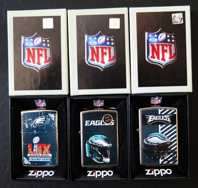 THREE PHILADELPHIA EAGLES, WIND PROOF ZIPPO LIGHTERS