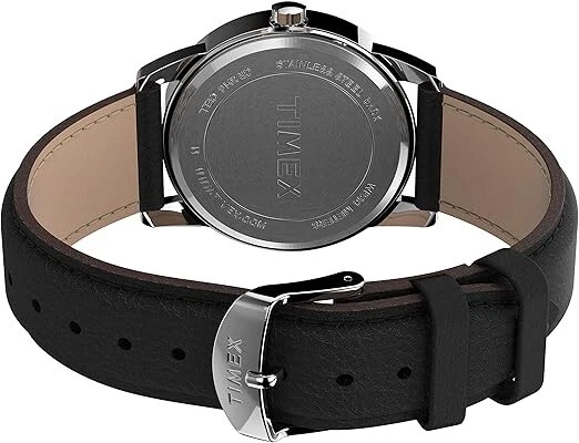 Reloj Timex Hombre Fácil Lector 38mm Esfera Blanca, Correa Cuero Negro "NUEVO TW2U71700 Foto 2 de 3