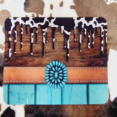 Cow Print Turquoise Custom Print Mouse Pad Non-Slip Computer Office Desk Mat
