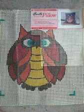 Printed latch hook Rug ,Pillow canvas 15 x 15 inch "Wise One" by Bucilla vintage