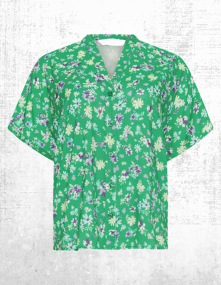 Damen M&Co Kurzarmshirt mit Blumenmuster in Grün (etwas defekt)