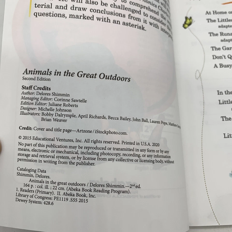 Abeka 1st Grade Reader Animals In The Great Outdoors (2nd Edition) - NEW - Image 2 of 4