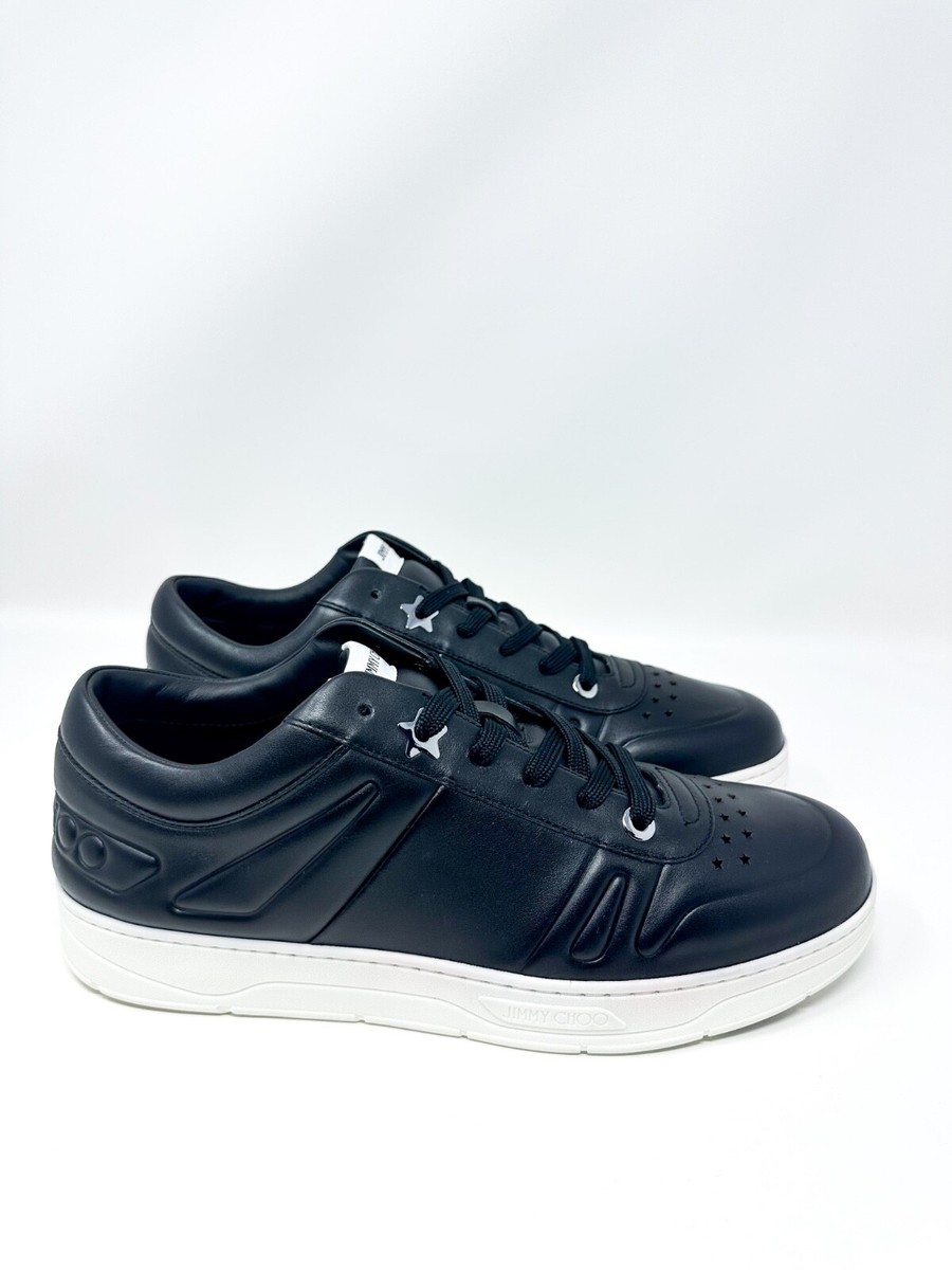 Jimmy Choo Hawaii Leather Black Low Top Sneaker 44 | eBay