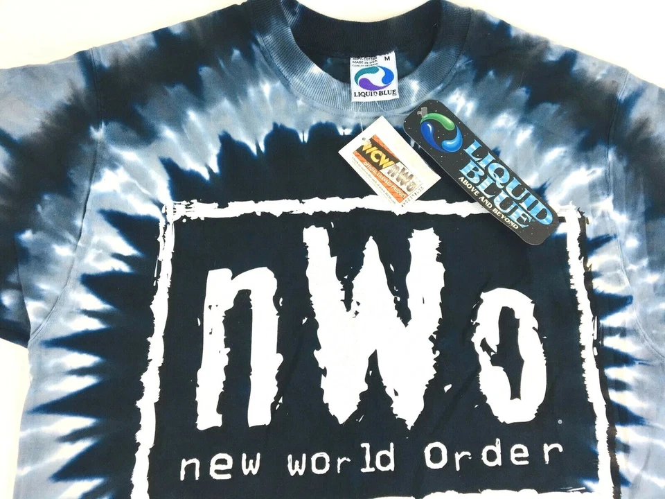 Vintage New World Order shirt NWO Wrestling shirt Liquid Blue Tye Dye 1998 NWT M - Image 3 of 4
